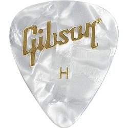 Foto van Gibson aprw12-74h plectrums pearloid white picks 12-pack heavy