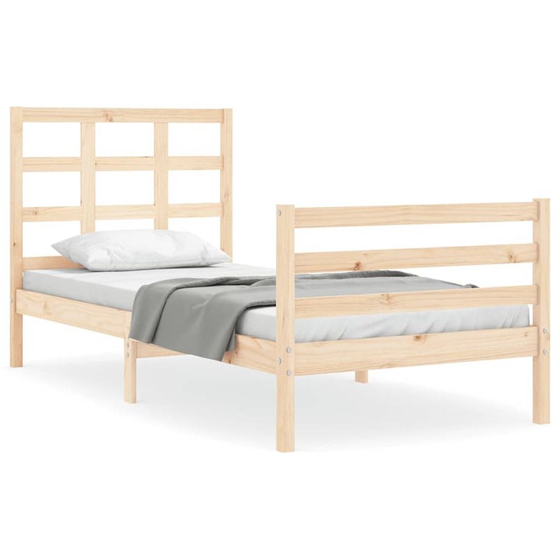 Foto van The living store bedframe massief grenenhout - 205.5 x 95.5 x 100 cm - multiplex lattenbodem