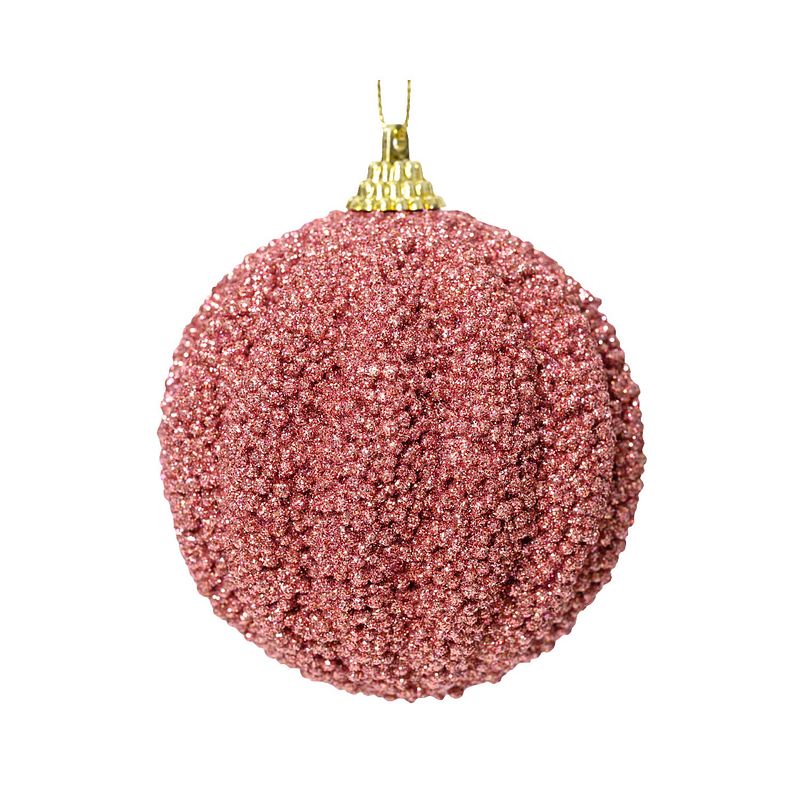 Foto van Kerstbal foam d8cm velours roze