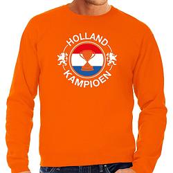 Foto van Oranje fan sweater / trui holland holland kampioen met beker ek/ wk voor heren m - feesttruien