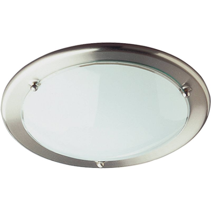 Foto van Led plafondlamp - plafondverlichting - trion primy - e27 fitting - rond - mat nikkel - aluminium