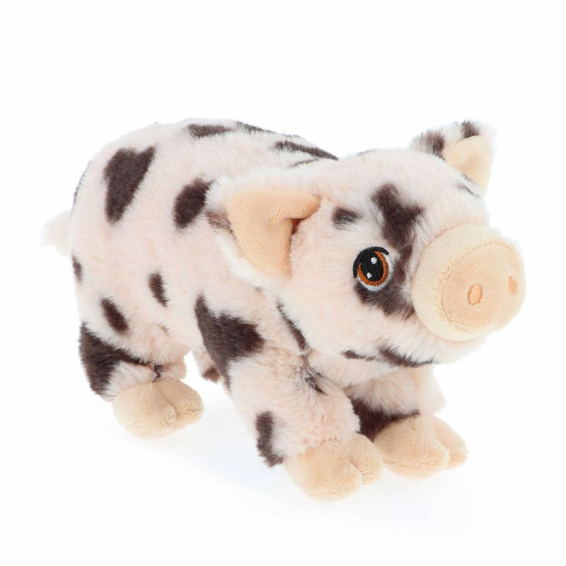 Foto van Keel toys pluche varken/biggetje knuffeldier - roze gevlekt - lopend - 18 cm - knuffel boederijdieren