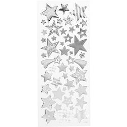 Foto van Creotime stickers kerststerren zilver 10 x 24 cm 52-delig
