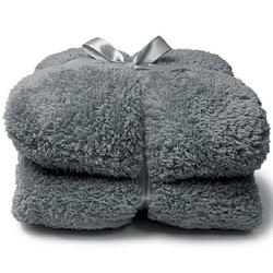 Foto van Unique living teddy fleece plaid - fleece polyester - 150x200 cm - donkergrijs