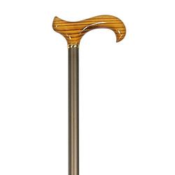 Foto van Classic canes verstelbare wandelstok - bruin - aluminium - xl wandelstok - essenhout derby handvat - lengte 77 - 100 cm