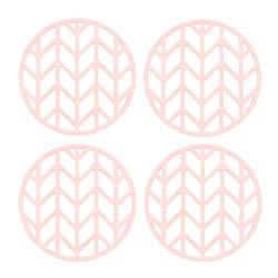 Foto van Krumble siliconen pannenonderzetter rond met pijlen patroon - roze - set van 4