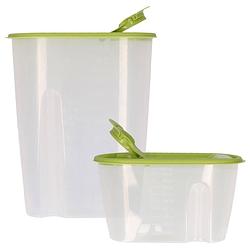 Foto van Voedselcontainer strooibus - groen - 1 en 2,2 liter - kunststof - voorraadpot