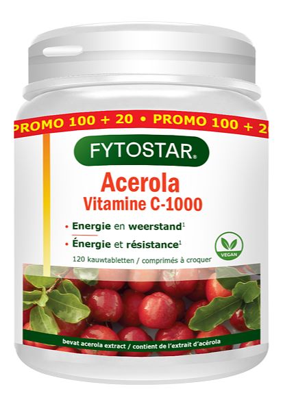 Foto van Fytostar vitamine c 1000 acerola kauwabletten