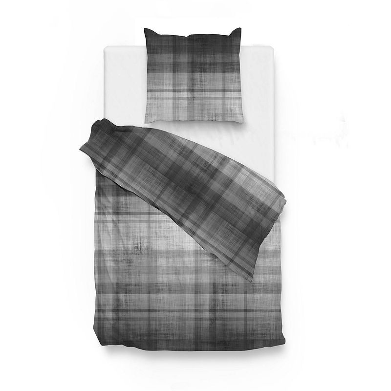 Foto van Zo home dekbedovertrek flanel marley - ink black 140x200/220cm