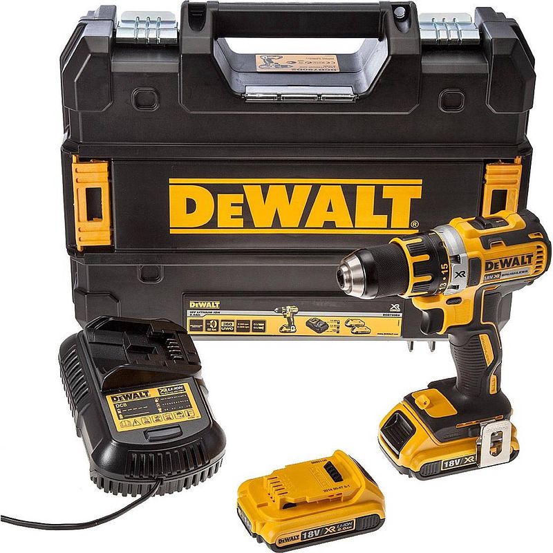 Foto van Dewalt dcd790d2-qw 18v 2x 2 ah accu boormachine + t-stak box (440904)