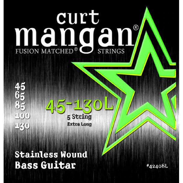 Foto van Curt mangan stainless 45-130 ex-long 5-string snarenset voor 5-snarige elektrische basgitaar