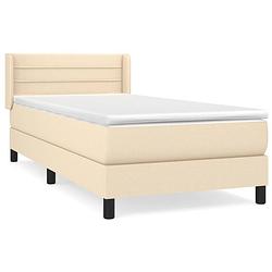 Foto van The living store boxspringbed - naam - bed - 203x103x78/88 cm - crème - pocketvering matras - middelharde