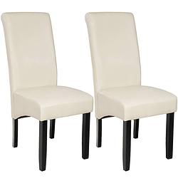 Foto van Tectake - 2x eetkamerstoel eetkamerstoelen set creme - 401295