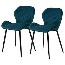 Foto van Porto set van 2 metalen voetenstoelen - green velvet - l 50 x d 53 x h 81 cm