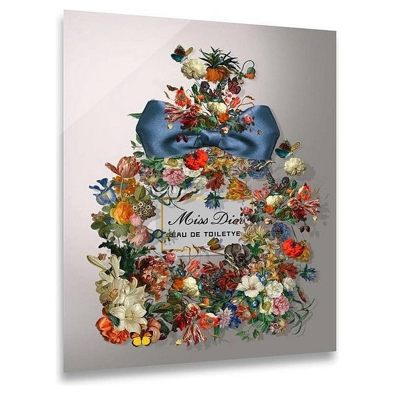 Foto van Ter halle® glasschilderij 60 x 80 cm miss dior flowers eau de toilette