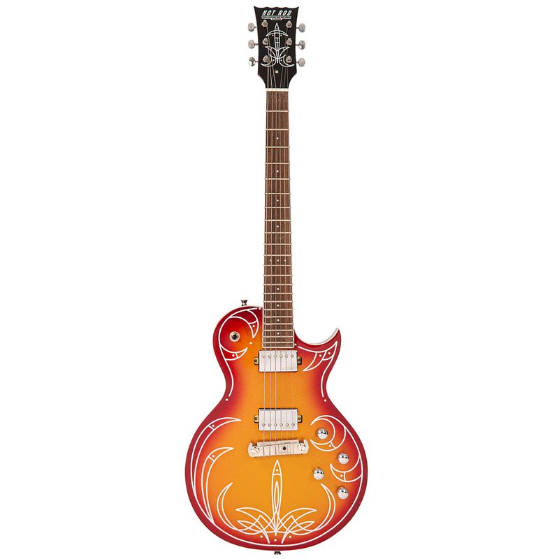 Foto van Vintage joe doe hot rod cali-sunset burst elektrische gitaar met koffer