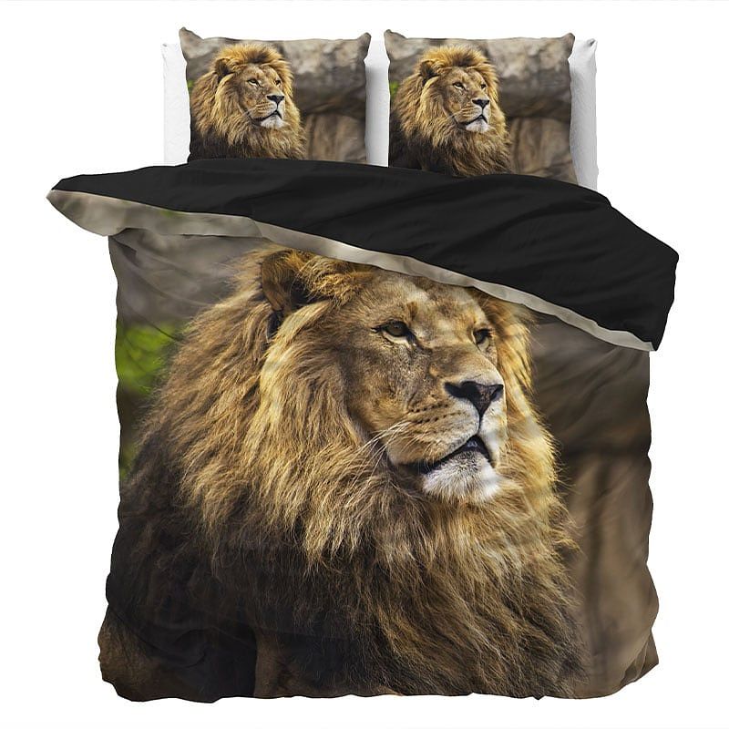 Foto van Dekbedovertrek lion mind - eenpersoons (140x200 cm) - meerkleurig katoen - dessin: dieren - sleeptime - dekbed-discounter.nl