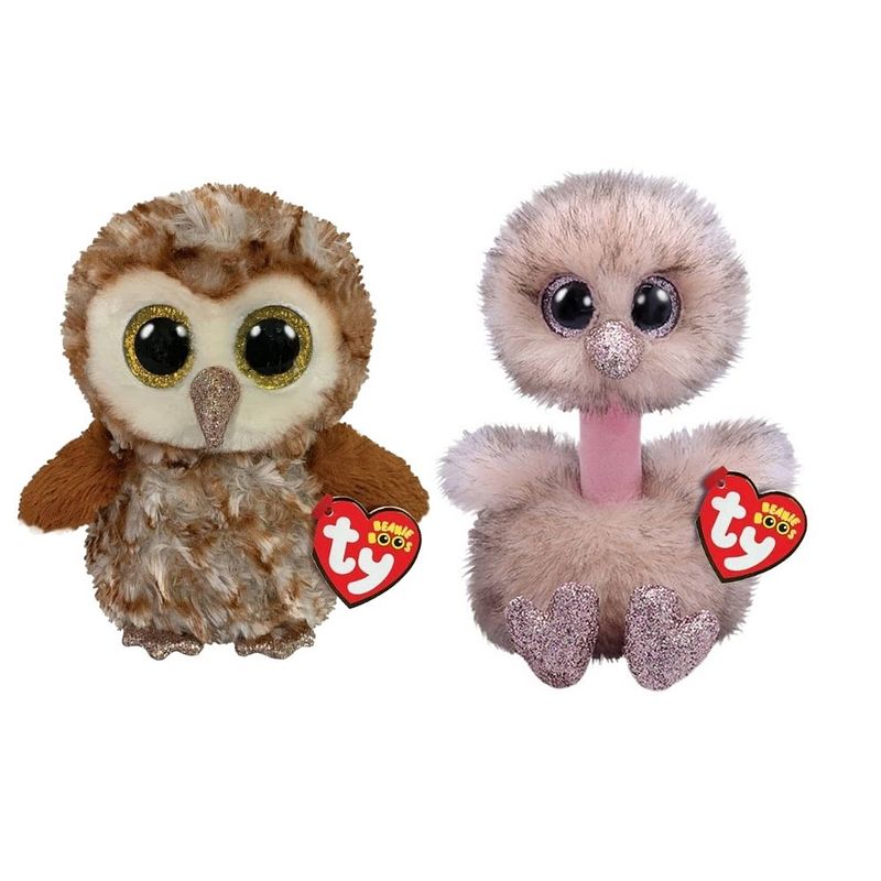 Foto van Ty - knuffel - beanie boo's - percy owl & henna ostrich