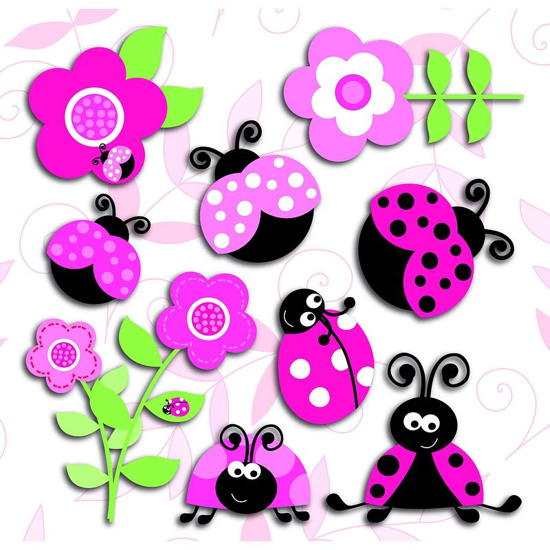 Foto van Kids decor muurdecoratie 3-levels pink ladybugs junior