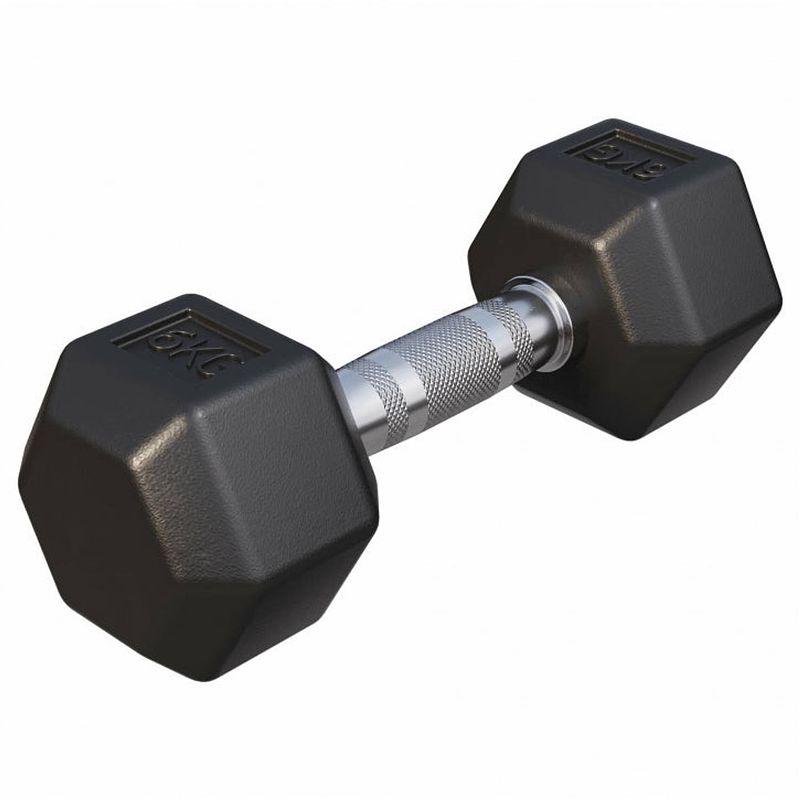 Foto van Gorilla sports dumbell - 6 kg - gietijzer (rubber coating) - hexagon