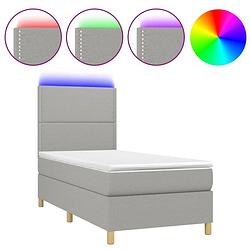 Foto van The living store boxspring - lichtgrijs - 203x100x118/128 cm - led-verlichting