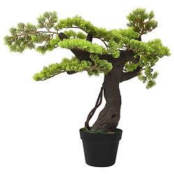 Foto van The living store cipres bonsai kunstplant - 70 cm - gedetailleerde bladeren - nooit verwelken - authentieke look