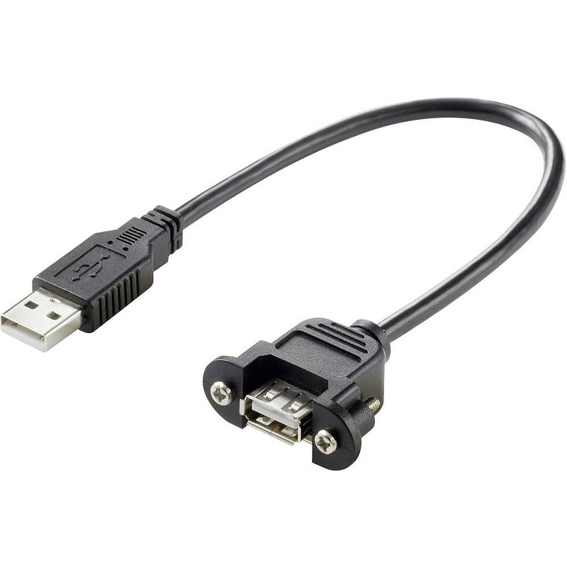 Foto van Renkforce usb-kabel usb 2.0 usb-a stekker 50.00 cm zwart schroefbaar, vergulde steekcontacten rf-4737360