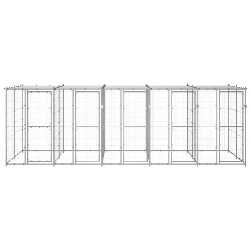 Foto van The living store hondenkennel - gegalvaniseerd staal - 550 x 220 x 180 cm - met dak en deuren