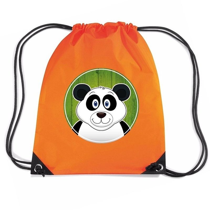 Foto van Panda rugtas / gymtas oranje voor kinderen - gymtasje - zwemtasje