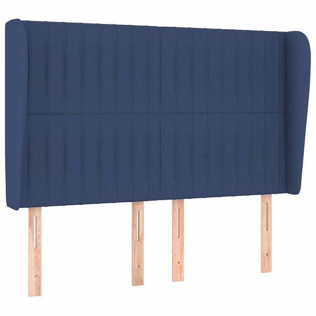 Foto van Vidaxl hoofdbord met randen 147x23x118/128 cm stof blauw