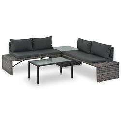 Foto van Vidaxl loungeset met kussens 3-delig poly rattan grijs