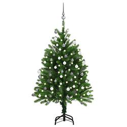 Foto van Vidaxl kunstkerstboom met led's en kerstballen 120 cm groen