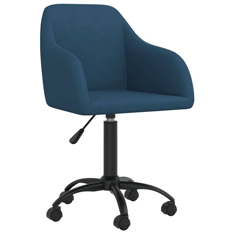 Foto van The living store draaibare eetstoelen - blauw fluweel - 53x51.5x(81-93) cm - verstelbaar - 2 stuks