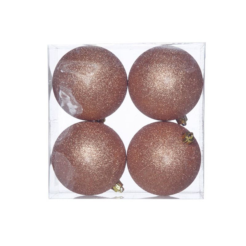 Foto van Cosy @home kerstballen koper glitter ø 10 cm - 4 stuks