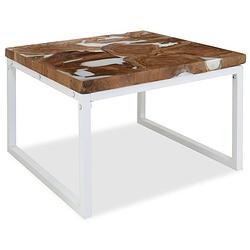 Foto van Vidaxl salontafel 60x60x40 cm teakhout en hars