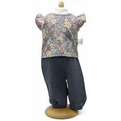 Foto van Toizz babypop blouse met broek meisjes 29/32 cm polyester grijs