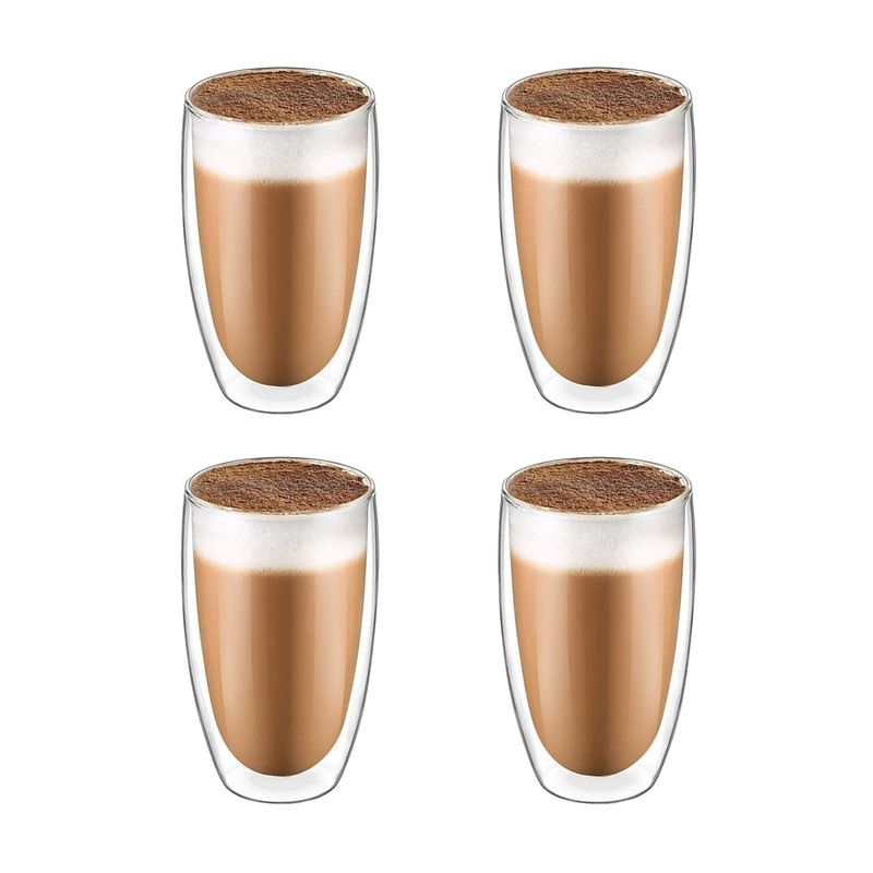 Foto van Krumble latte macchiato glas dubbelwandig 400ml - set van 4