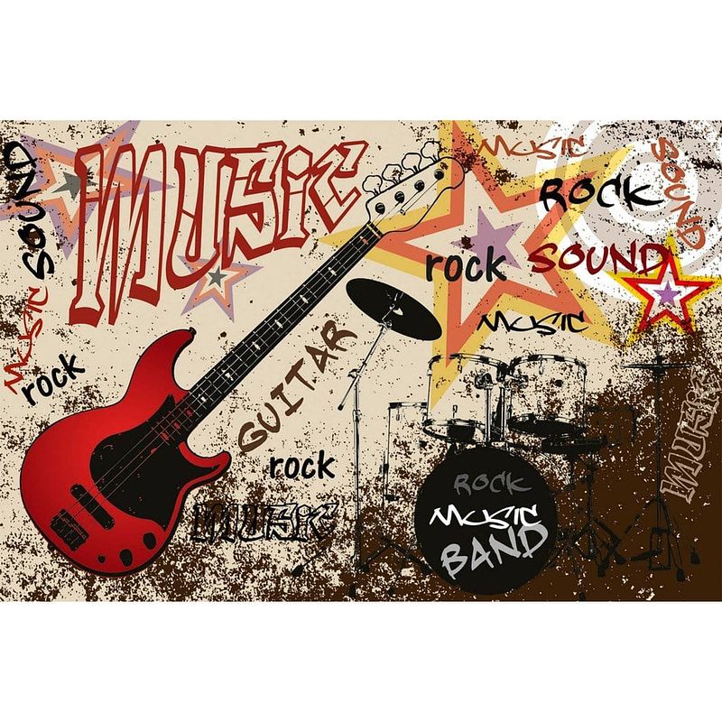 Foto van Dimex red guitar vlies fotobehang 375x250cm 5-banen