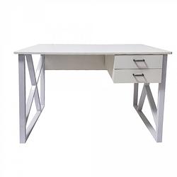 Foto van Bureau computer tafel stoer - laptop buro - industrieel modern - metaal hout - wit