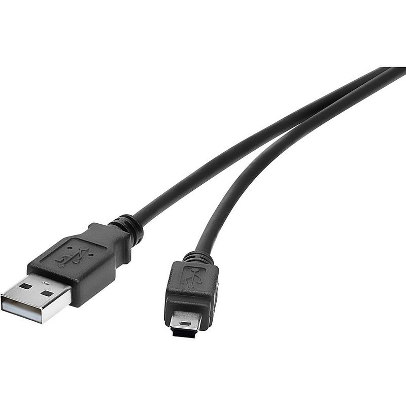 Foto van Renkforce usb-kabel usb 2.0 usb-a stekker, usb-mini-b stekker 15.00 cm zwart vergulde steekcontacten rf-4455804