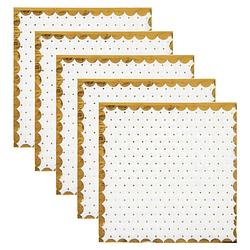 Foto van Santex feest servetten - stippen - 100x stuks - 25 x 25 cm - papier - wit/goud - feestservetten