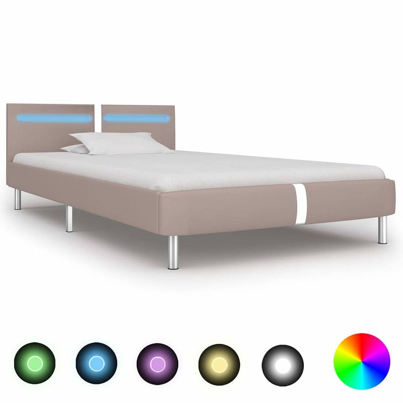 Foto van Vidaxl bedframe met led kunstleer cappuccino 90x200 cm