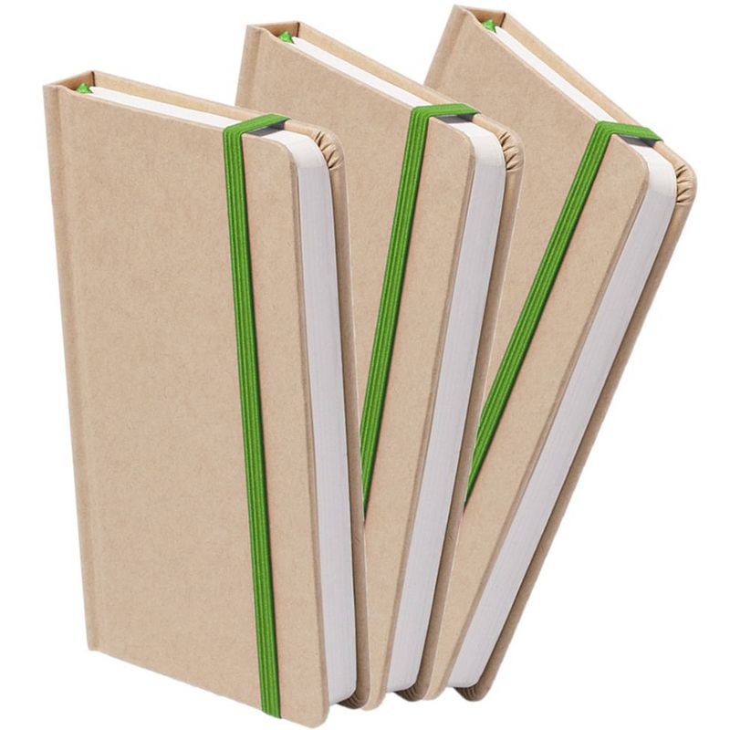 Foto van Set van 3x stuks luxe schriftjes/notitieboekjes groen met elastiek a5 formaat - schriften