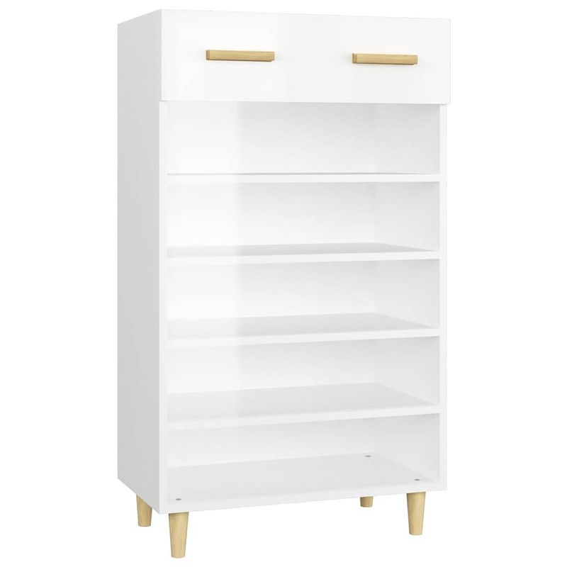 Foto van The living store scandinavische minimalistische schoenenkast - 60 x 35 x 105 cm - hoogglans wit