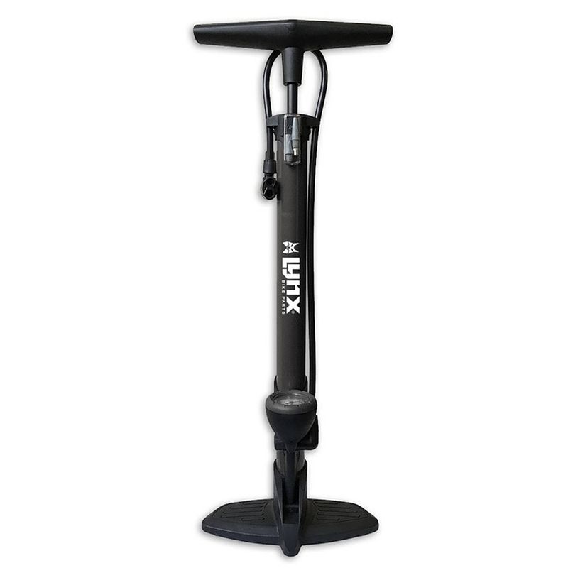 Foto van Lynx fietspomp met manometer 6 bar staal 68 cm grijs/zwart