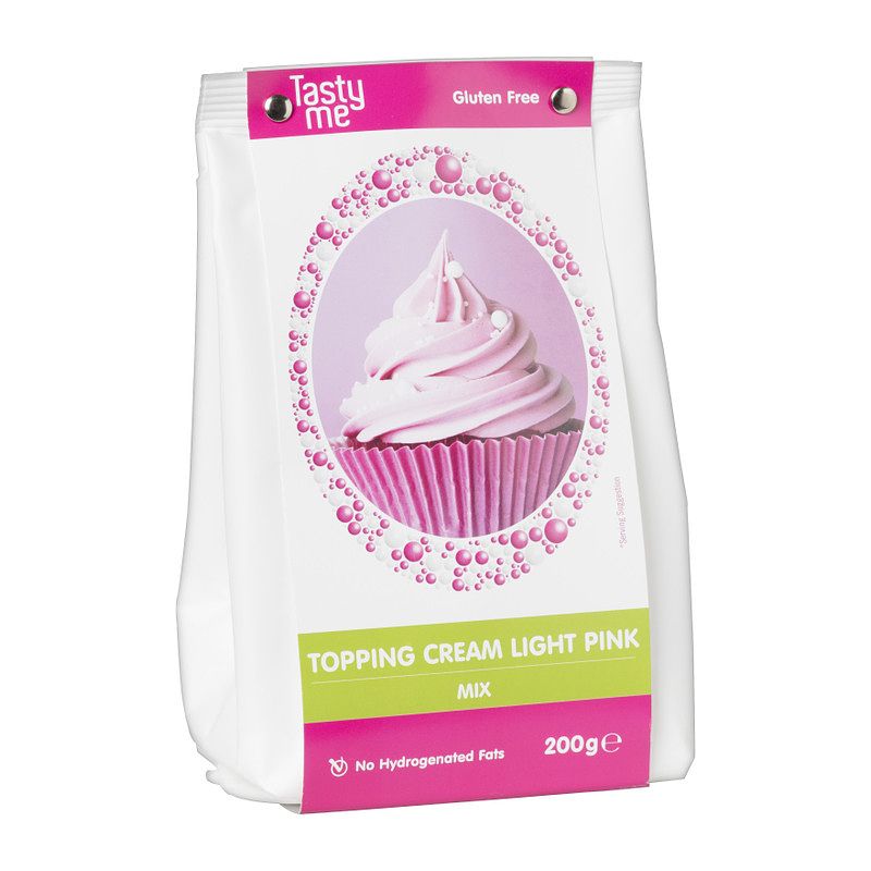 Foto van Tasty me topping cream - roze - 200 gram