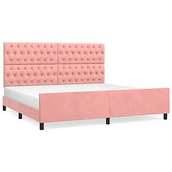 Foto van The living store bedframe met hoofdeinde fluweel roze 200x200 cm - bed