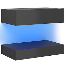 Foto van The living store tv-meubel hoogglans grijs - rgb led-verlichting - bewerkt hout - 60x35x15.5 cm - trendy design