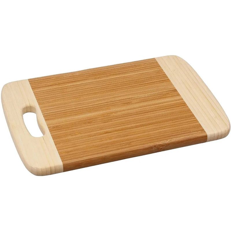 Foto van Snijplank met handvat 30 x 20 cm van bamboe hout - snijplanken