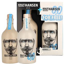 Foto van Knut hansen gin & knut hansen 0.0 1 liter gedistilleerd + giftbox